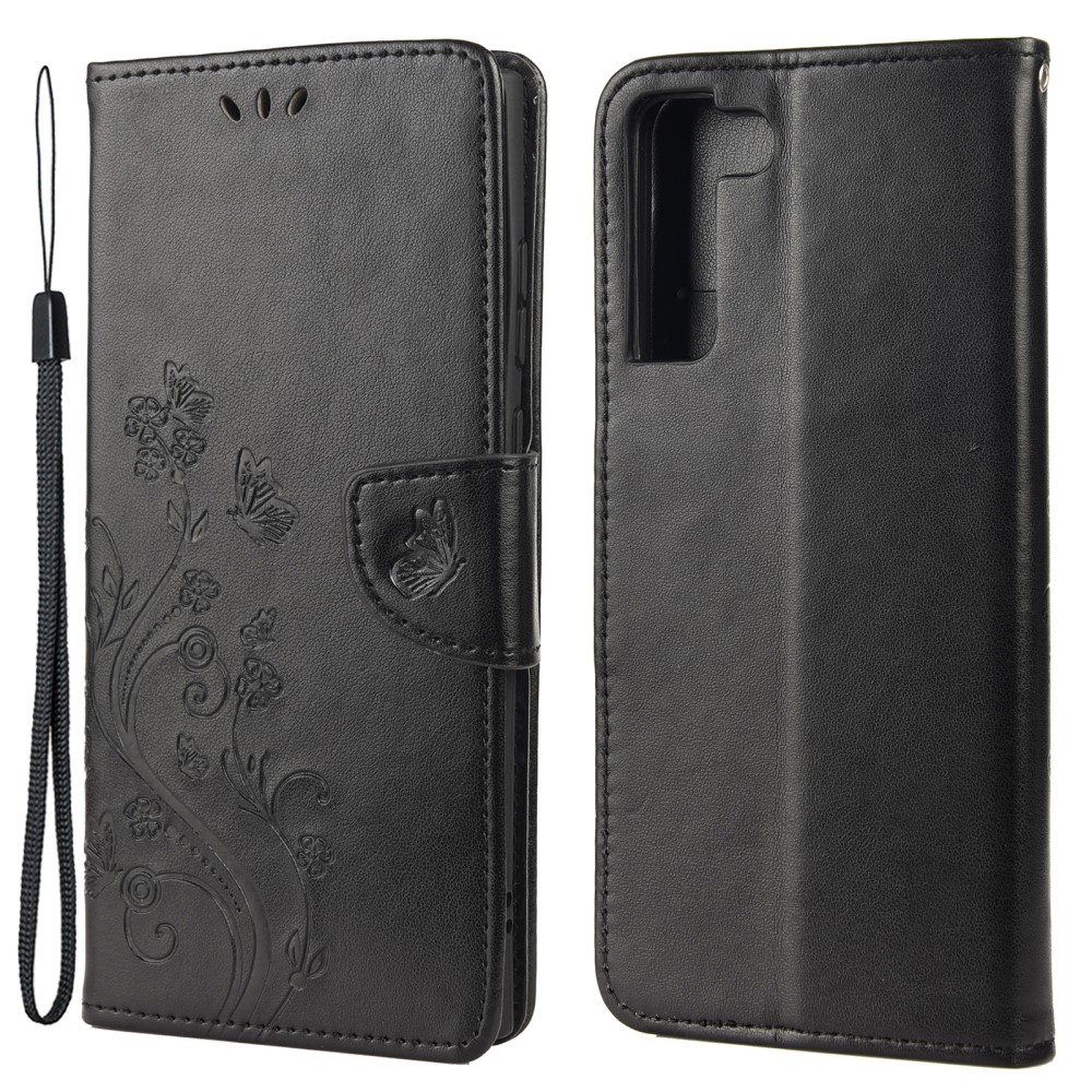  Samsung Galaxy S22 Plus Fodral Butterfly Läder Svart