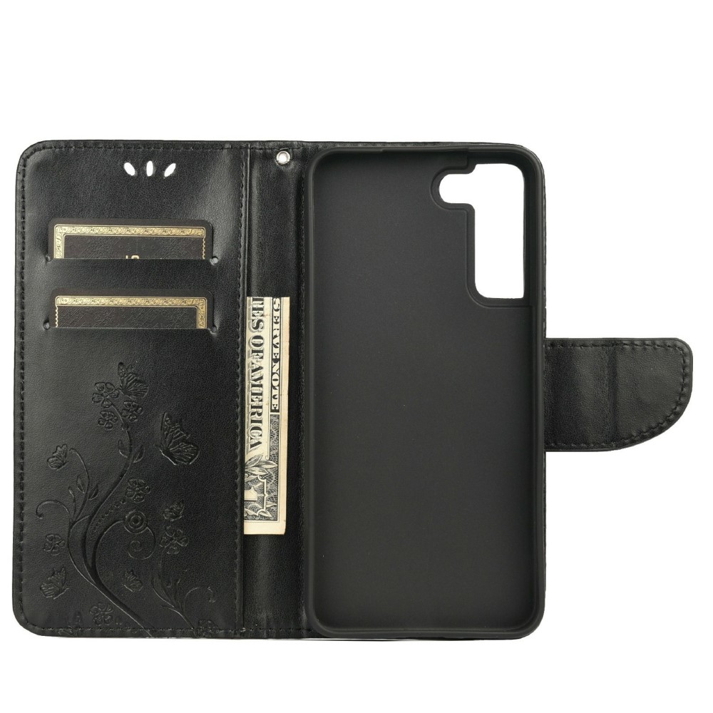  Samsung Galaxy S22 Plus Fodral Butterfly Läder Svart