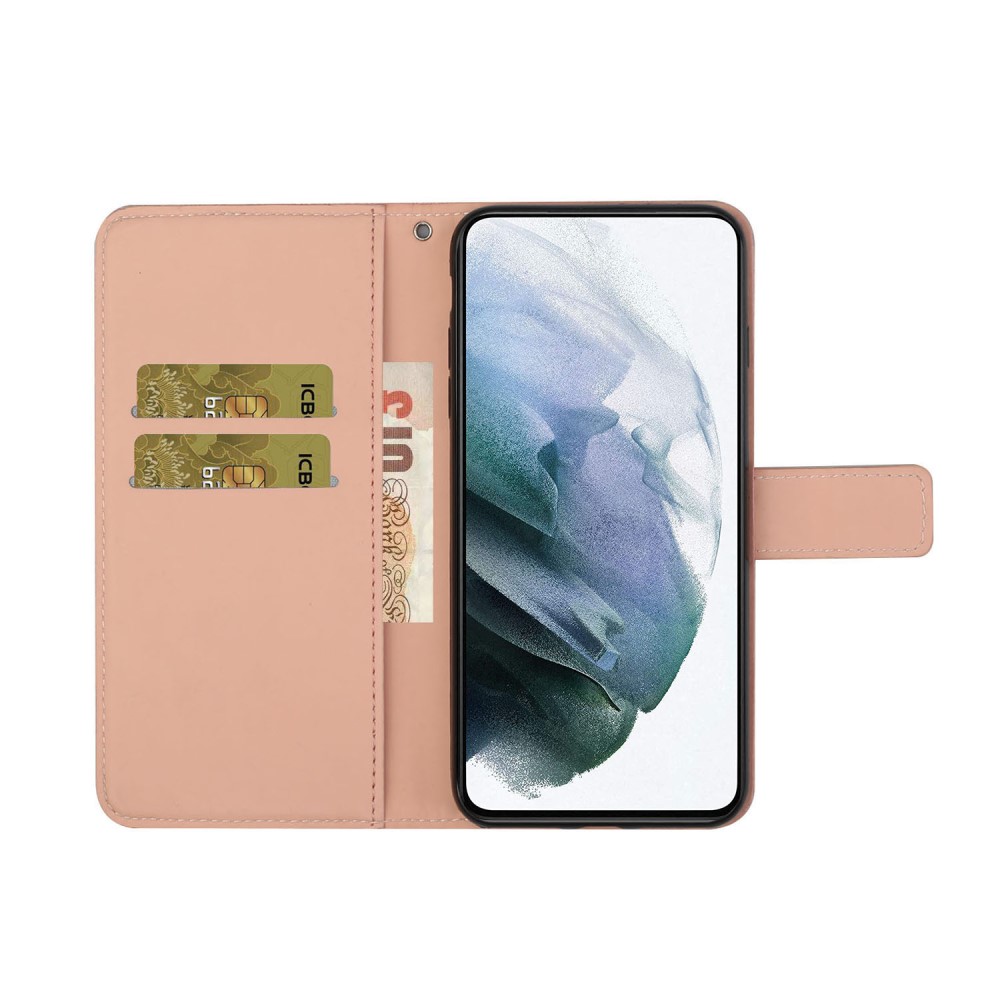 Samsung Galaxy S22 Plus Fodral Tryckta Mandala Blommor Roséguld