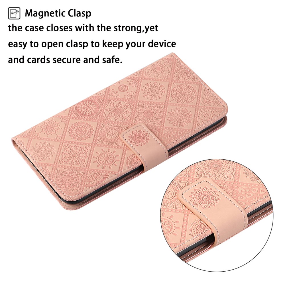  Samsung Galaxy S22 Plus Fodral Tryckta Mandala Blommor Roséguld