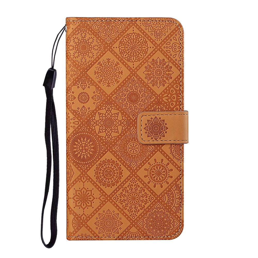  Samsung Galaxy S22 Plus Fodral Tryckta Mandala Blommor Brun