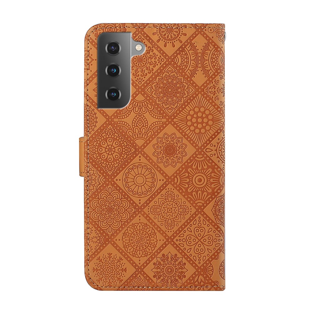  Samsung Galaxy S22 Plus Fodral Tryckta Mandala Blommor Brun