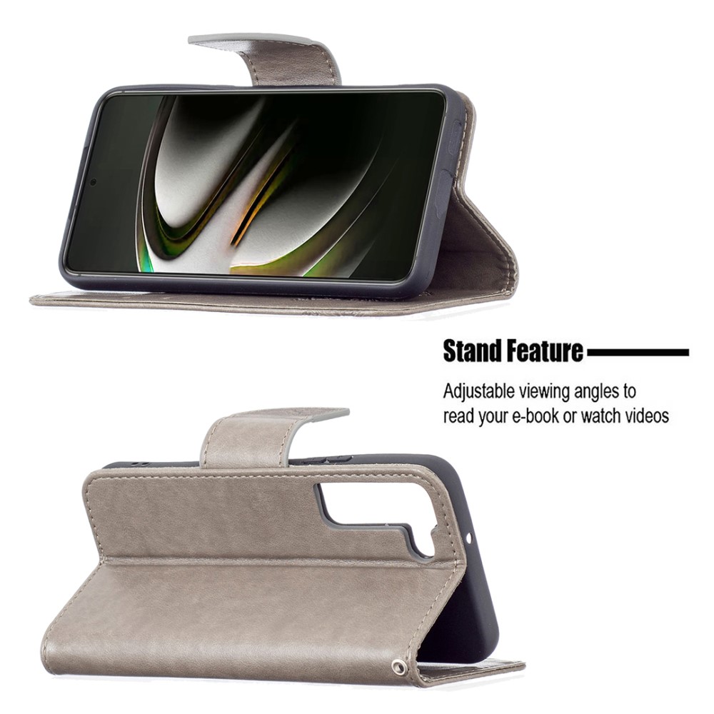  Samsung Galaxy S22 Plus Fodral Tryckt Fjäril Grå