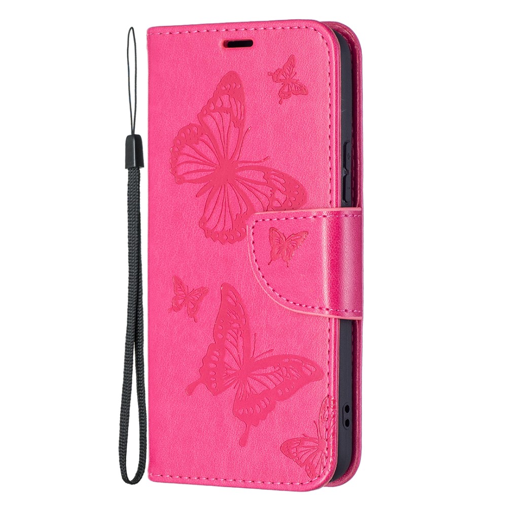  Samsung Galaxy S22 Plus Fodral Tryckt Fjäril Rosa
