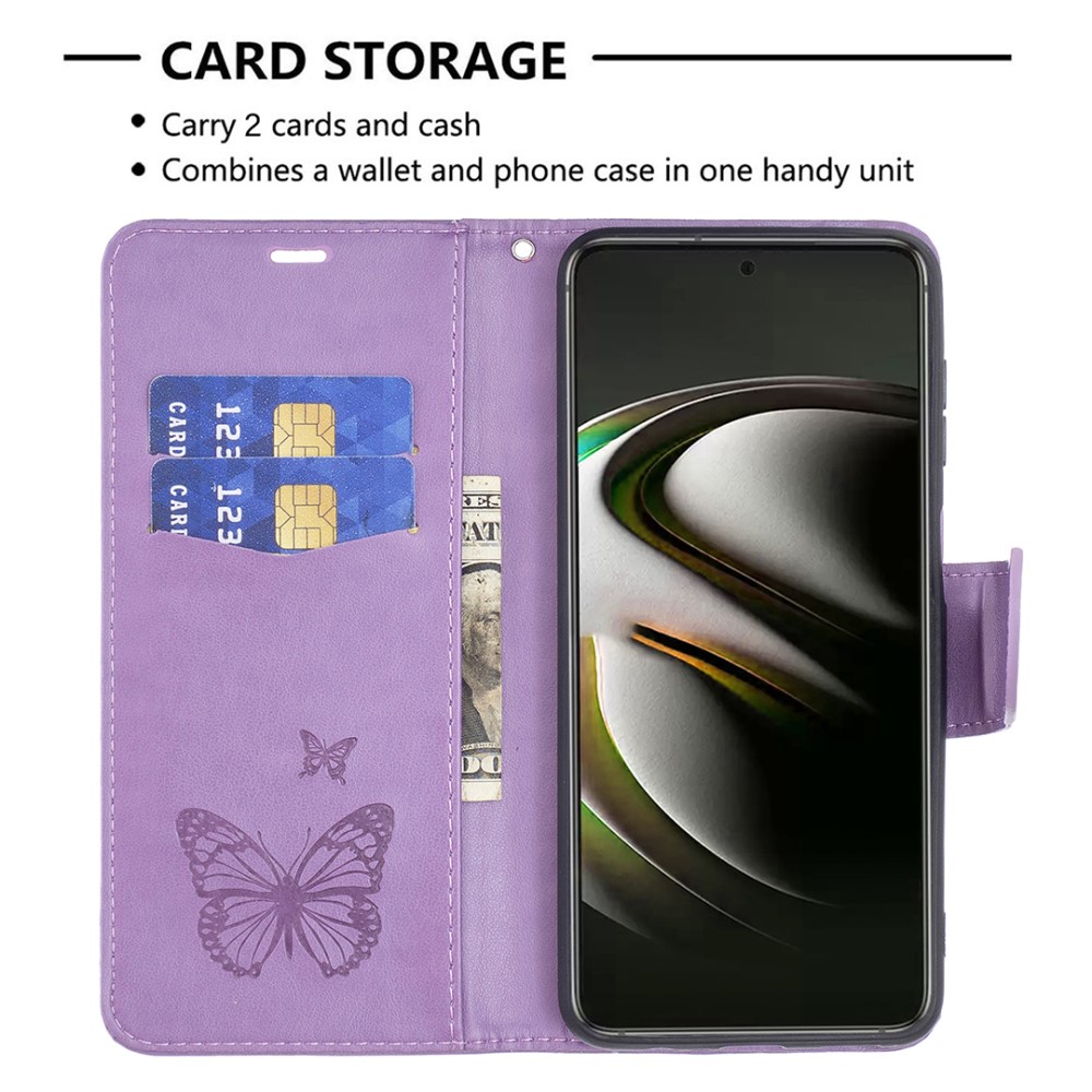  Samsung Galaxy S22 Plus Fodral Tryckt Fjäril Lila