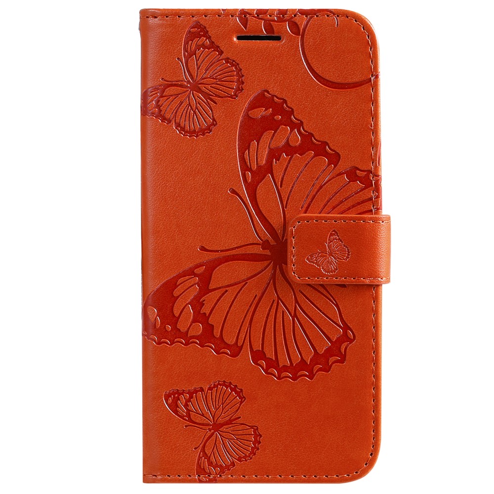  Samsung Galaxy S22 Plus Fodral Fjärilar Tryckt Läder Orange