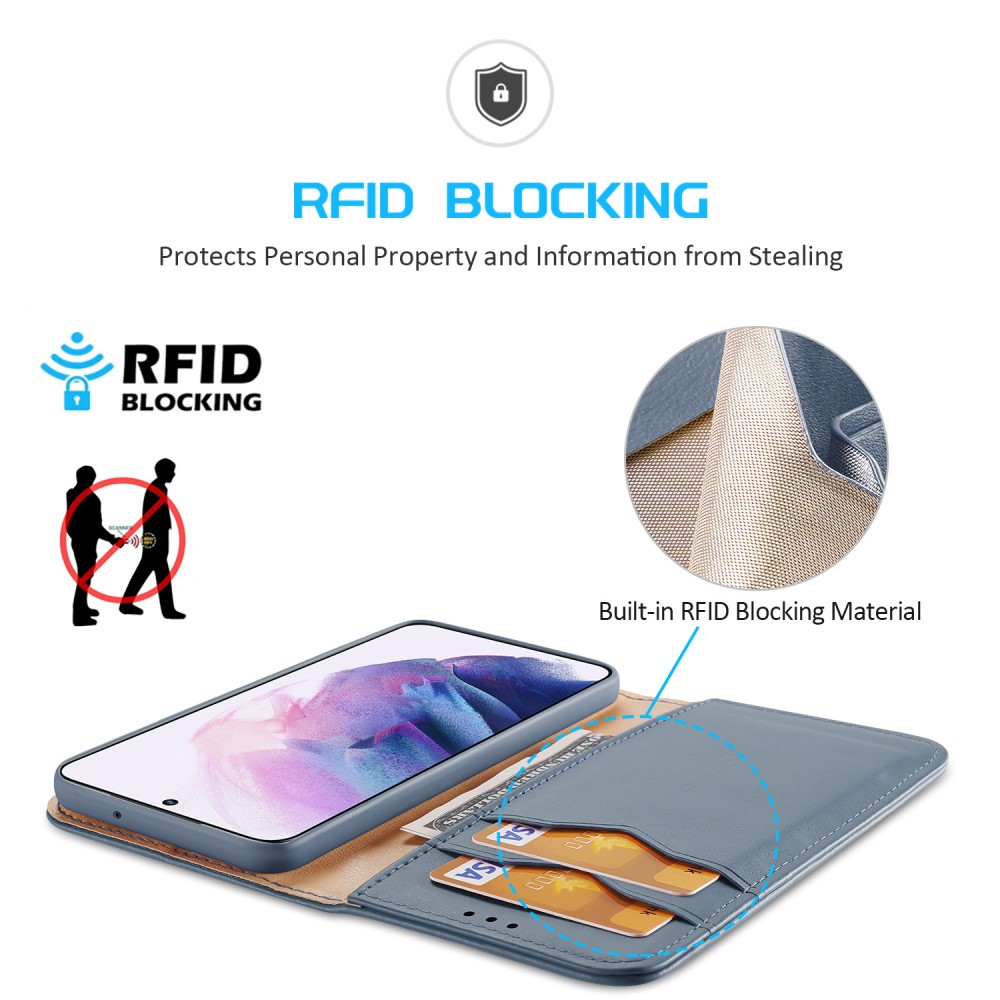 DUX DUCIS DUX DUCIS Samsung Galaxy S22 Plus Fodral HIVO RFID Äkta Läder Blå
