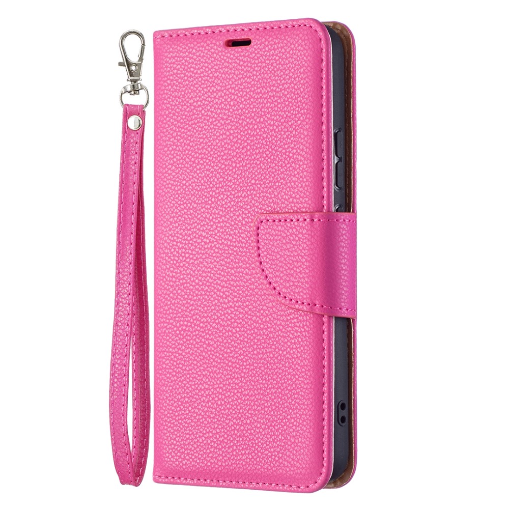  Samsung Galaxy S22 Plus Fodral Litchi Textur Läder Rosa