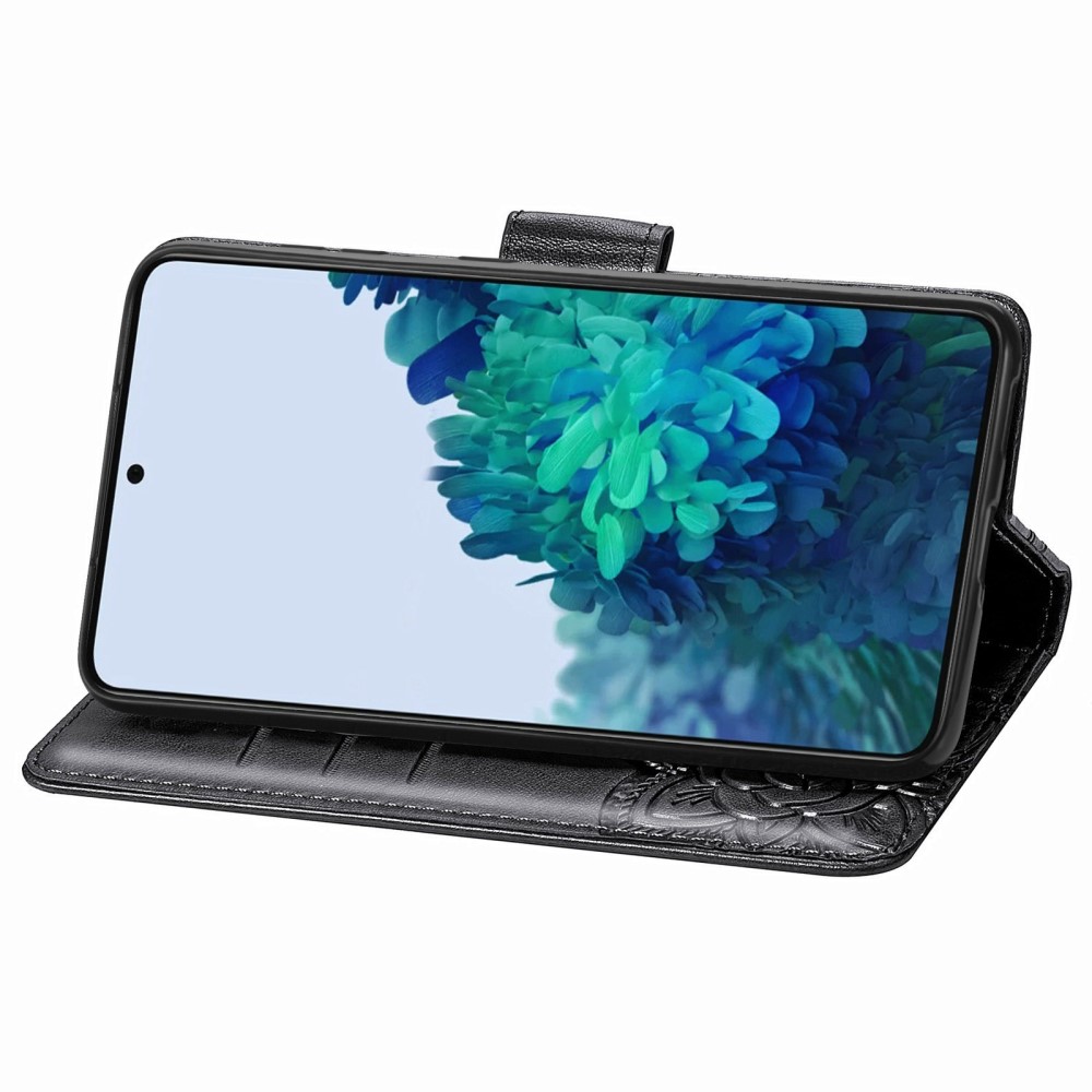  Samsung Galaxy S22 Plus Fodral Butterfly Tryckt Läder Svart