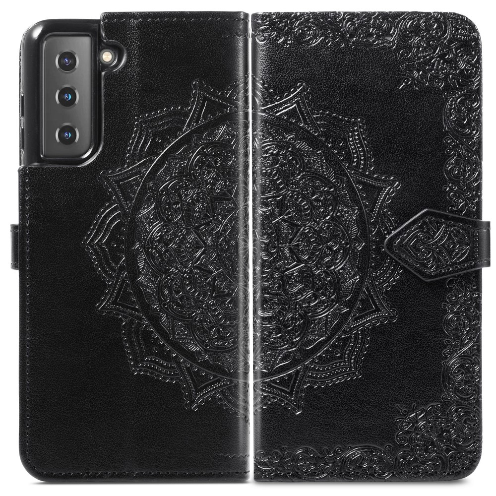  Samsung Galaxy S22 Plus Fodral Mandala Läder Svart