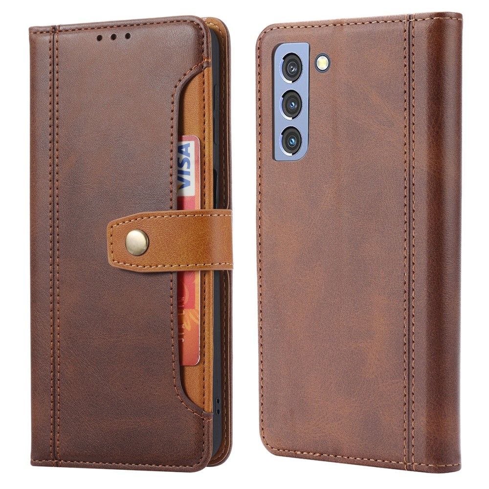  Samsung Galaxy S22 Plus Fodral Premium Med Kortplats Brun