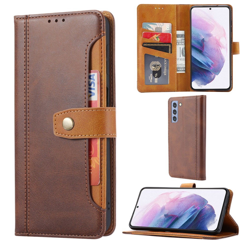  Samsung Galaxy S22 Plus Fodral Premium Med Kortplats Brun