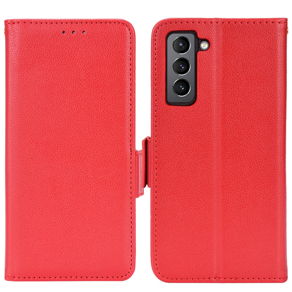  Samsung Galaxy S22 Plus Fodral Litchi Textur Röd