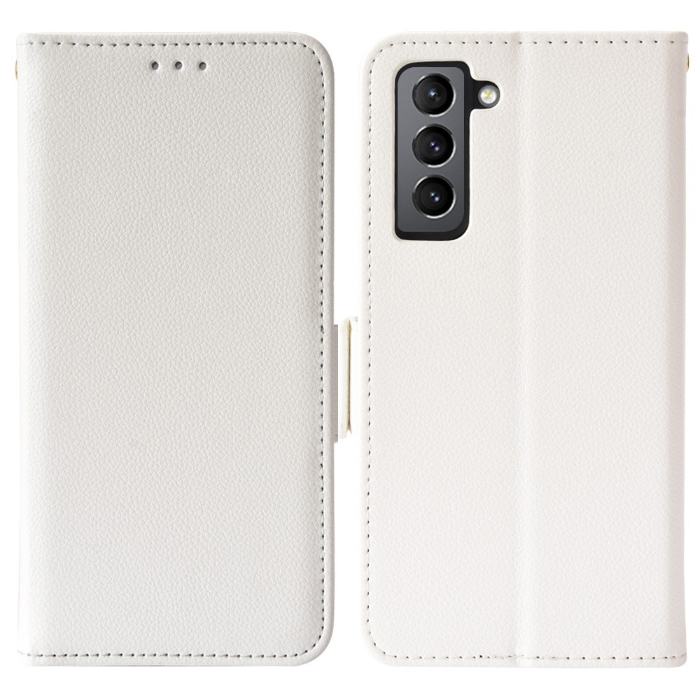  Samsung Galaxy S22 Plus Fodral Litchi Textur Vit