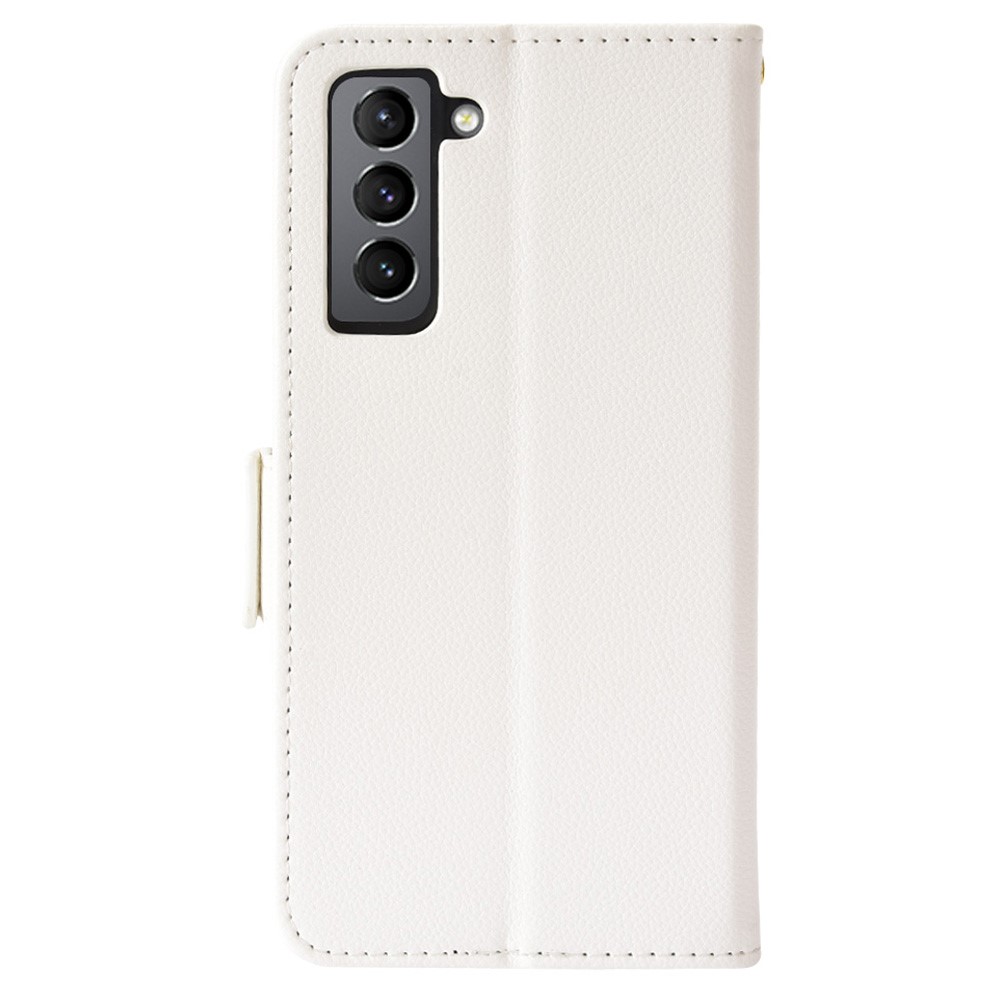  Samsung Galaxy S22 Plus Fodral Litchi Textur Vit