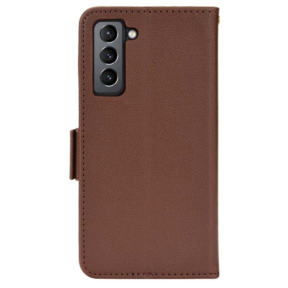  Samsung Galaxy S22 Plus Fodral Litchi Textur Brun