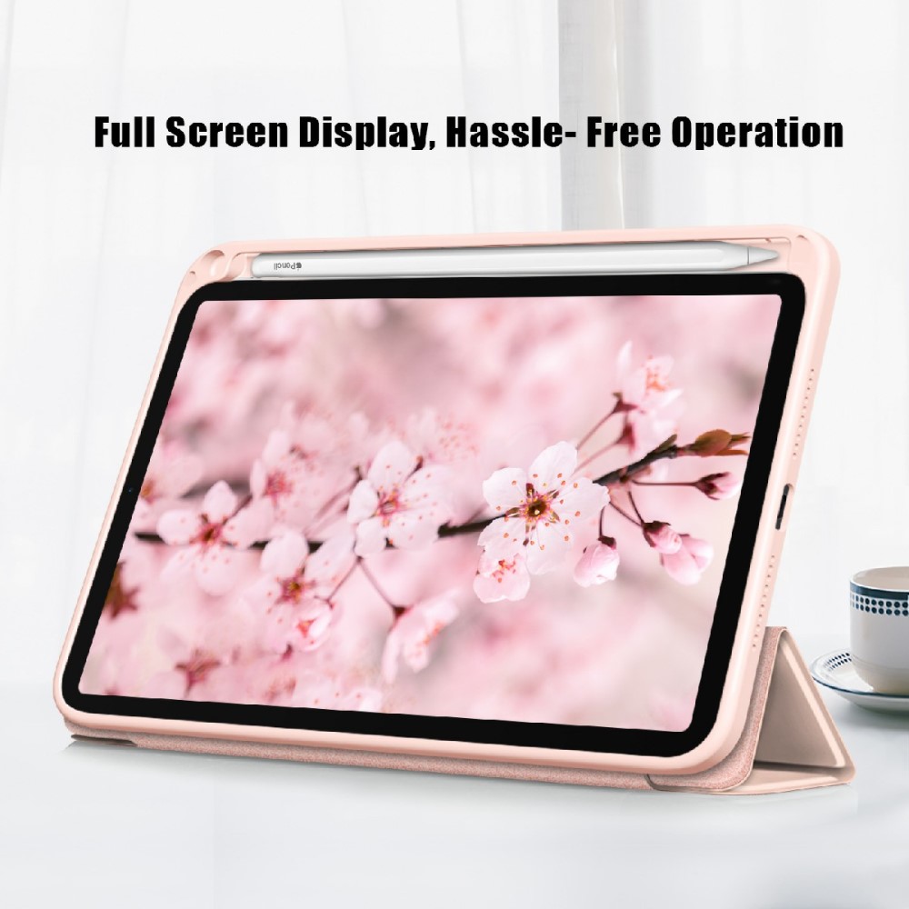  iPad Mini 2024/2021 Fodral Tri-Fold Hybrid Pennhållare Ljus Rosa
