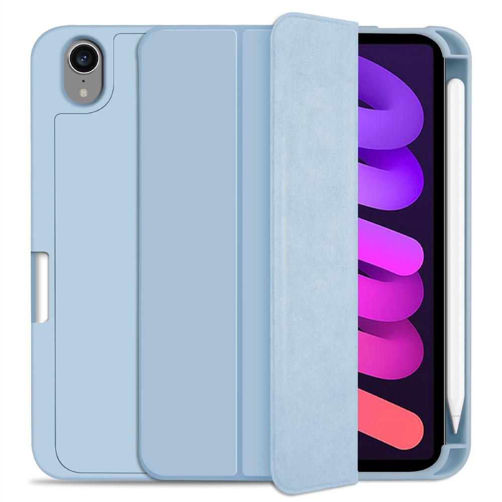  iPad Mini 2024/2021 Fodral Slim Tri-Fold Pennhållare Ljus Blå