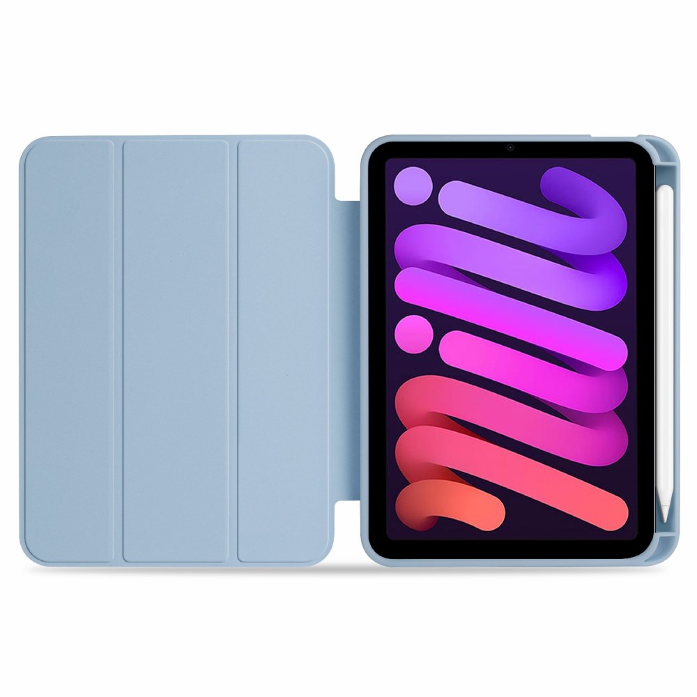  iPad Mini 2024/2021 Fodral Slim Tri-Fold Pennhållare Ljus Blå
