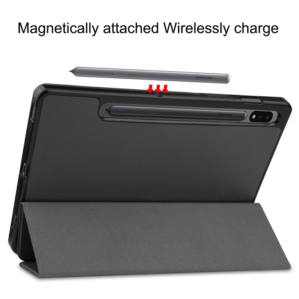  Samsung Galaxy Tab S7 / Tab S8 Fodral Tri-Fold Pennhållare Svart