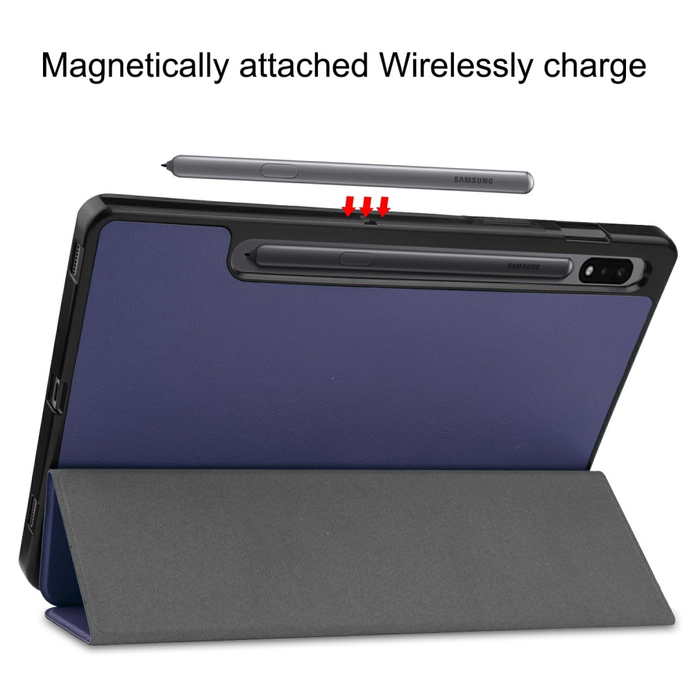  Samsung Galaxy Tab S7 / Tab S8 Fodral Tri-Fold Pennhållare Blå