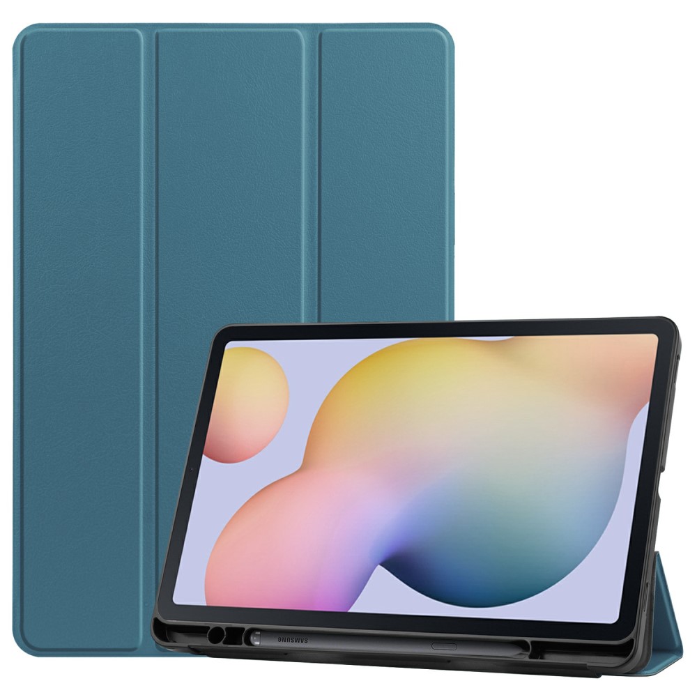  Samsung Galaxy Tab S7 / Tab S8 Fodral Tri-Fold Pennhållare Mörk Grön
