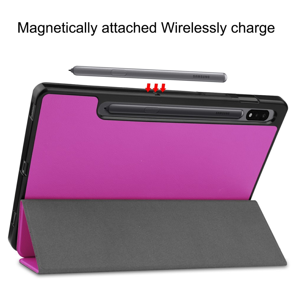  Samsung Galaxy Tab S7 / Tab S8 Fodral Tri-Fold Pennhållare Lila