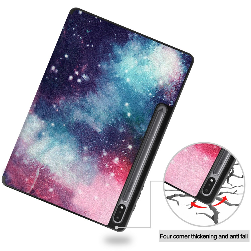  Samsung Galaxy Tab S7 Plus / Tab S8 Plus Fodral Tri-Fold Pennhållare
