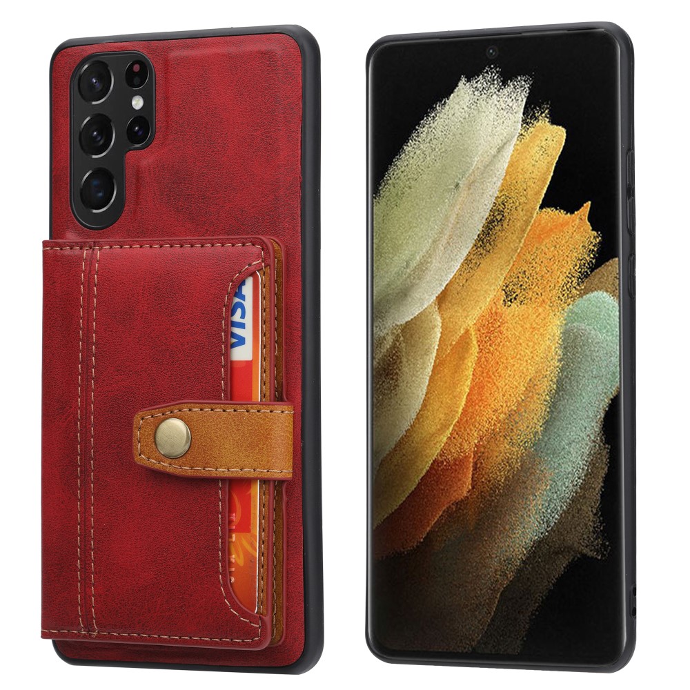  Samsung Galaxy S22 Ultra Skal Med Plånboksfunktion Röd