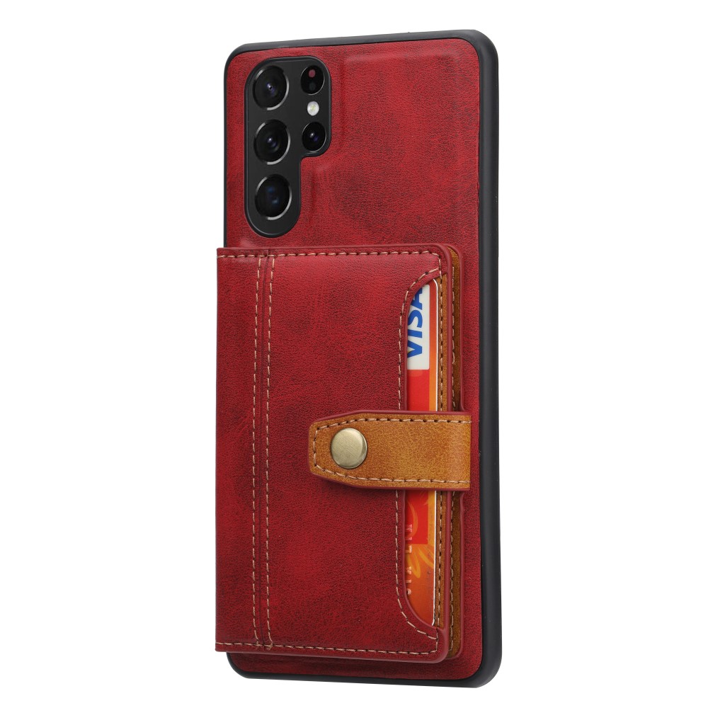  Samsung Galaxy S22 Ultra Skal Med Plånboksfunktion Röd