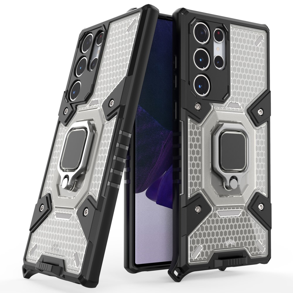  Samsung Galaxy S22 Ultra Skal Hybrid Armor Ring Grå