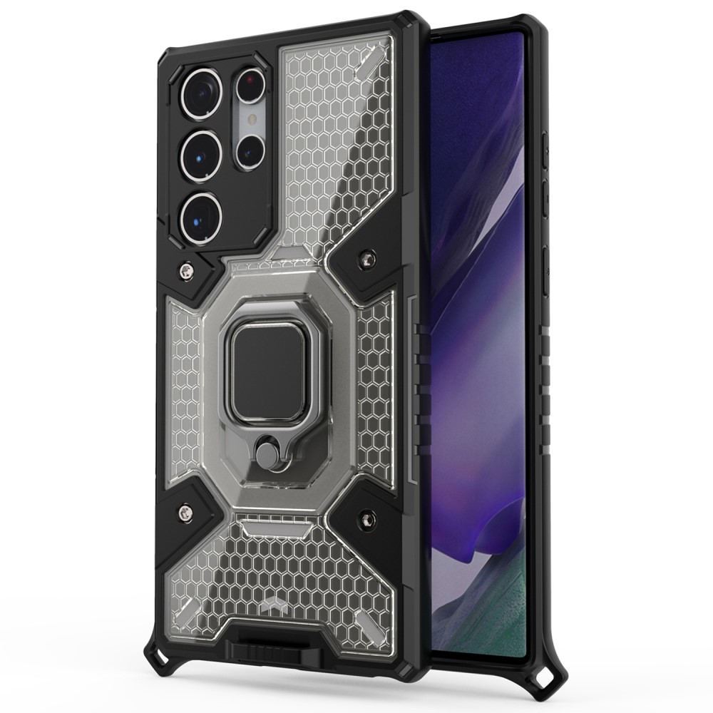  Samsung Galaxy S22 Ultra Skal Hybrid Armor Ring Grå