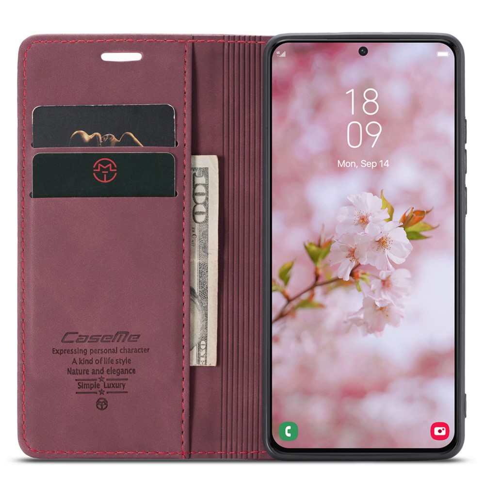 CASEME CASEME Samsung Galaxy S22 Plus Fodral Retro Läder Vinröd