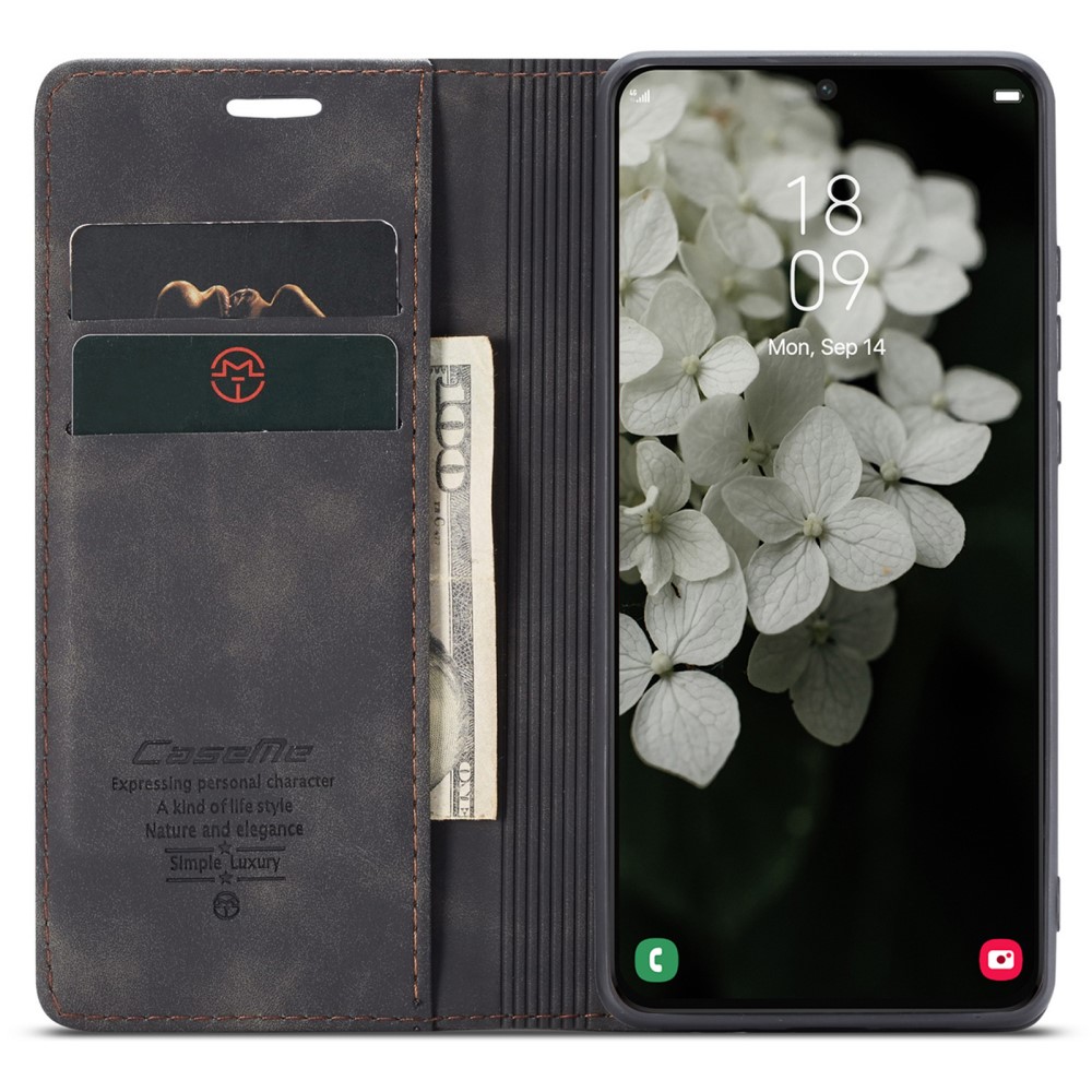 CASEME CASEME Samsung Galaxy S22 Plus Fodral Retro Läder Svart