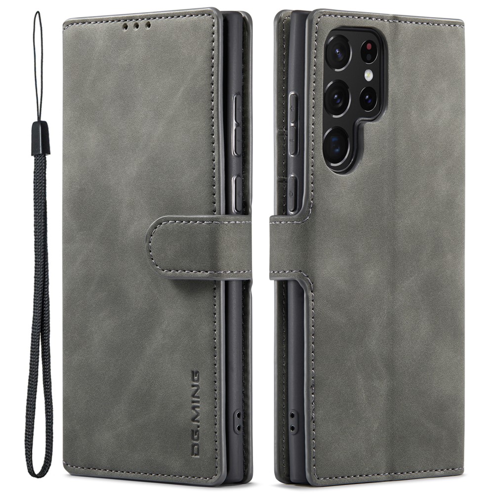 DG.MING DG.MING Samsung Galaxy S22 Ultra Fodral Retro Läder Grå