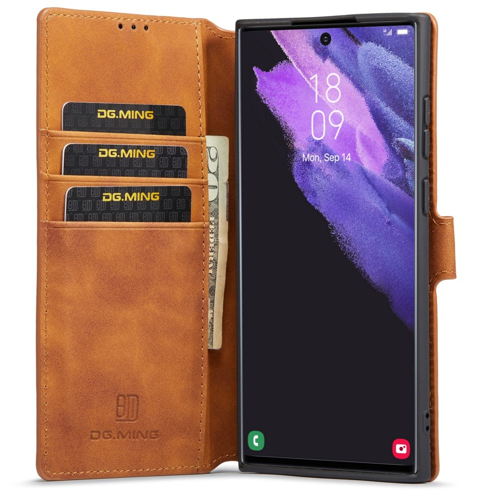 DG.MING DG.MING Samsung Galaxy S22 Ultra Fodral Retro Läder Brun
