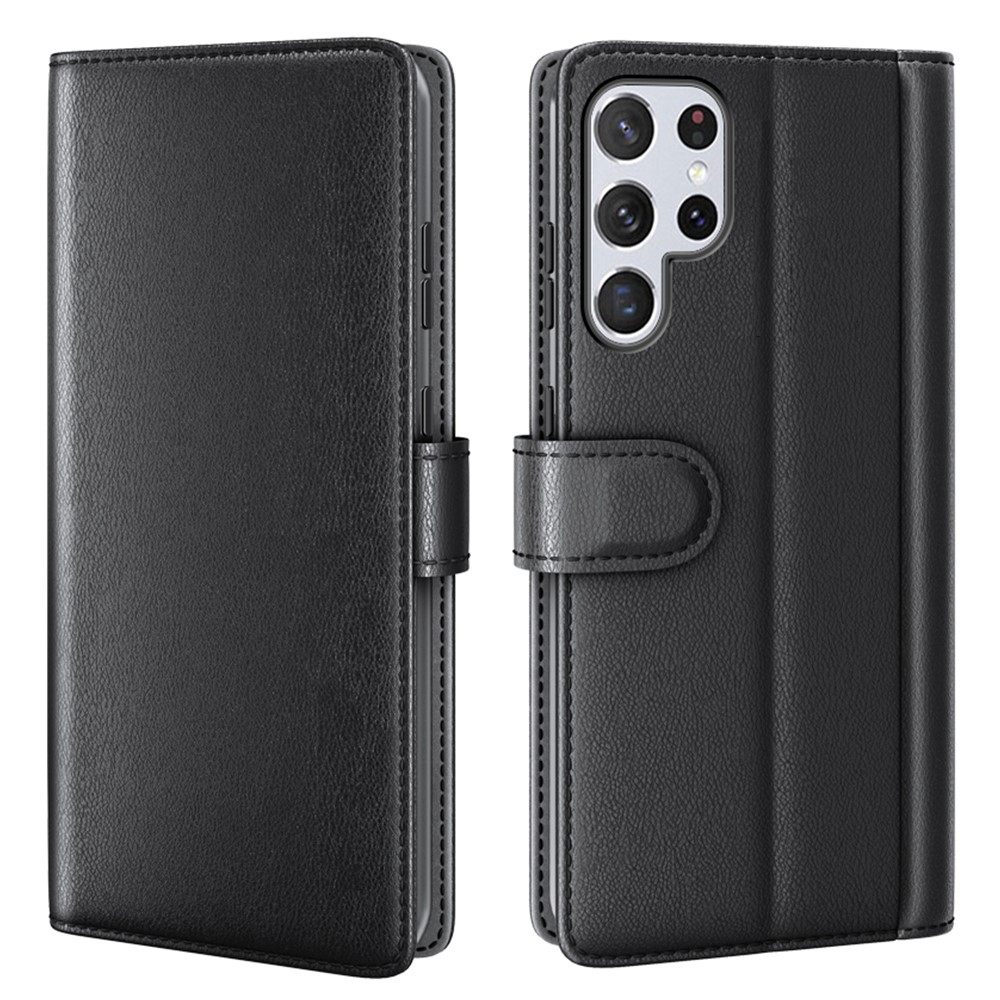  Samsung Galaxy S22 Ultra Fodral Premium Äkta Läder Svart