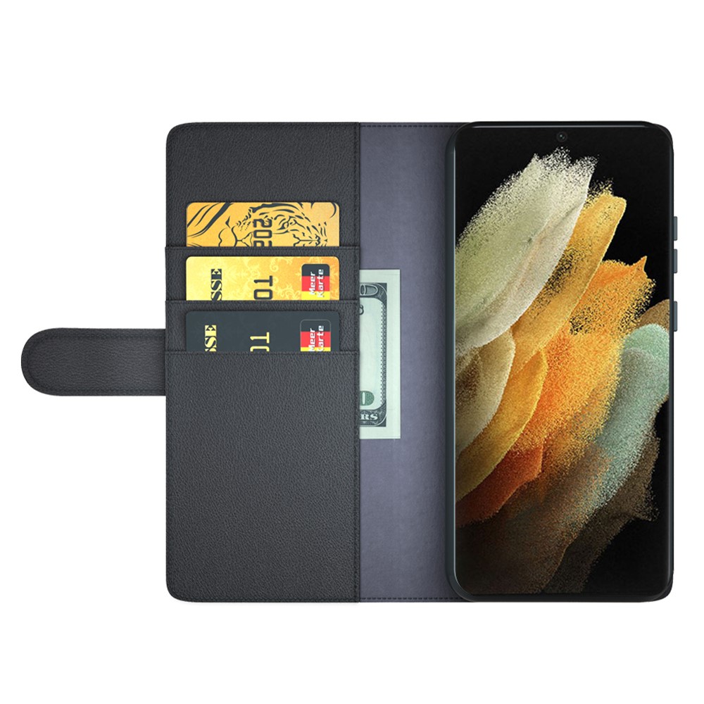  Samsung Galaxy S22 Ultra Fodral Premium Äkta Läder Svart