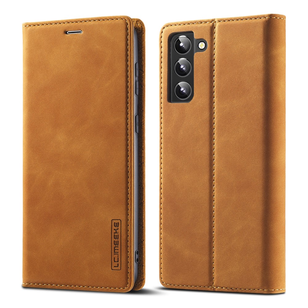LC.IMEEKE LC.IMEEKE Samsung Galaxy S22 Plus Fodral Flip Läder Brun