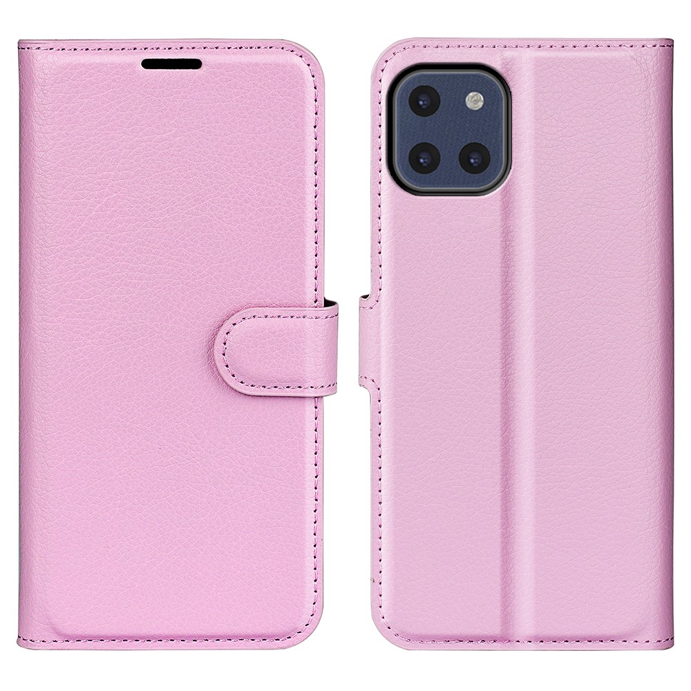  Samsung Galaxy A03 Fodral Litchi Läder Ljus Rosa