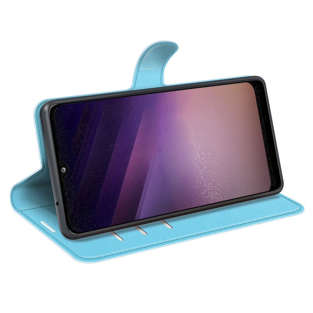  Samsung Galaxy A03 Fodral Litchi Läder Ljus Blå