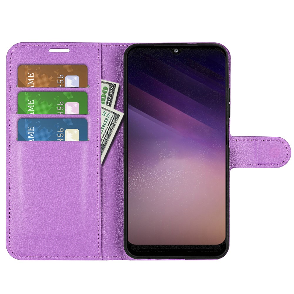  Samsung Galaxy A03 Fodral Litchi Läder Lila