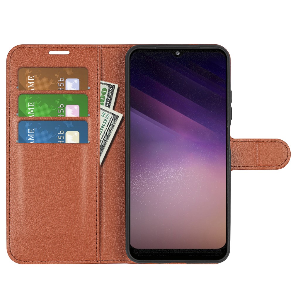  Samsung Galaxy A03 Fodral Litchi Läder Brun