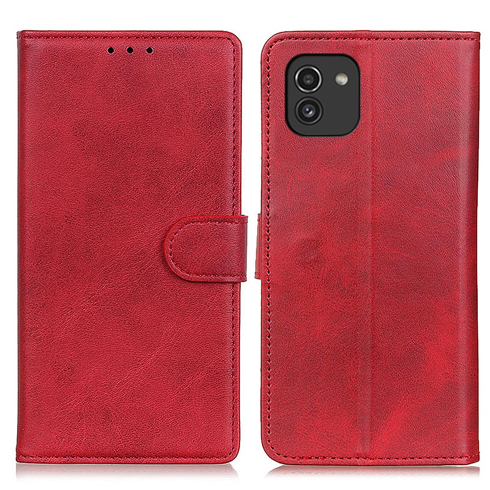  Samsung Galaxy A03 Fodral Solid Läder Röd