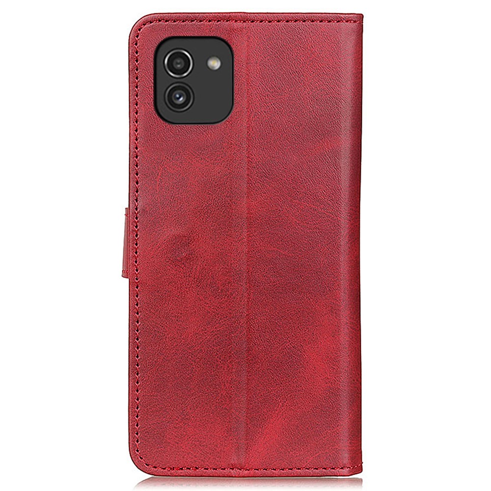  Samsung Galaxy A03 Fodral Solid Läder Röd