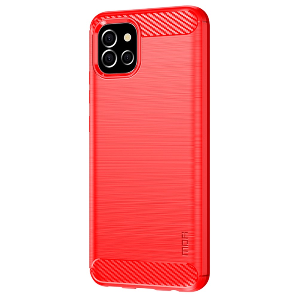 MOFI MOFI Samsung Galaxy A03 Skal Borstad Stål Textur Röd