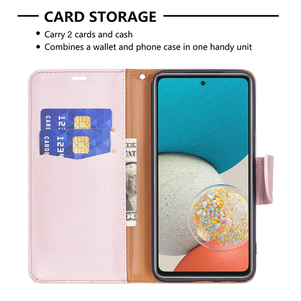  Samsung Galaxy A53 5G Fodral Litchi Shark Läder Roséguld