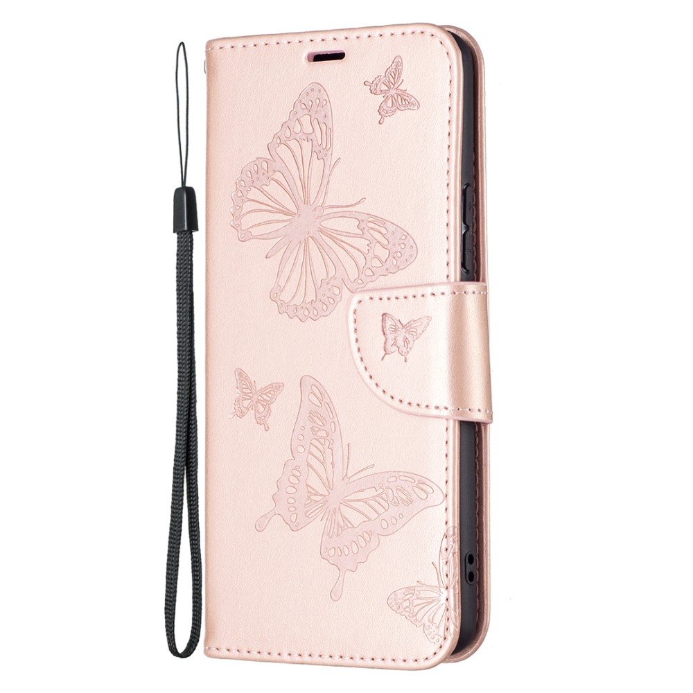  Samsung Galaxy A53 5G Fodral Tryckta Fjärilar Roséguld