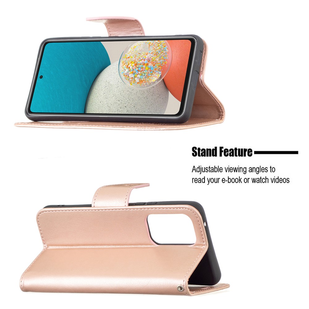  Samsung Galaxy A53 5G Fodral Tryckta Fjärilar Roséguld
