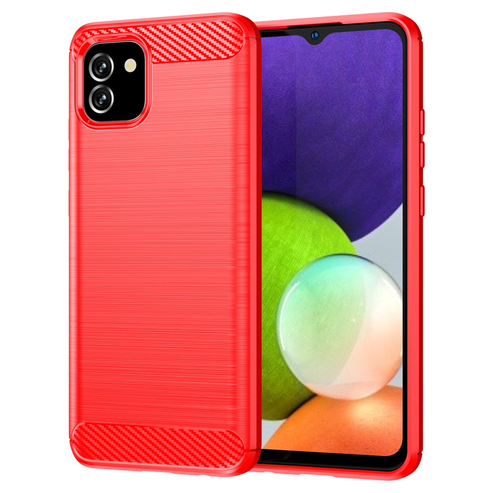  Samsung Galaxy A03 Skal Borstad Stål Textur Röd